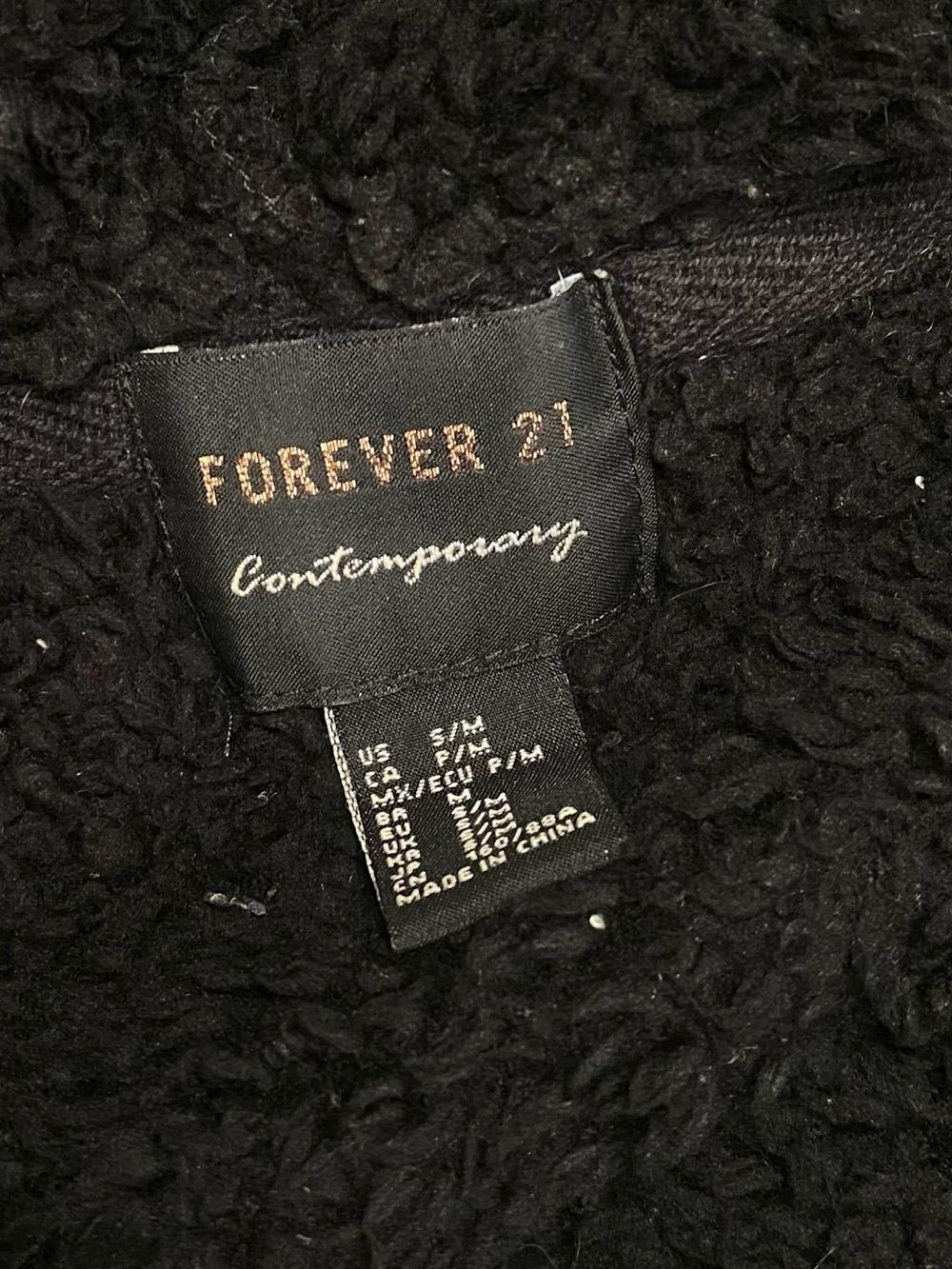 Black Oversized Teddy Hooded Jacket - Picture 3 of 3